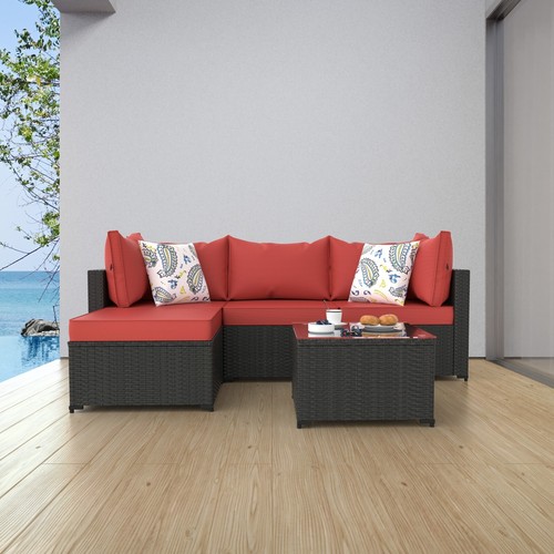 Red patio furniture - patio, set